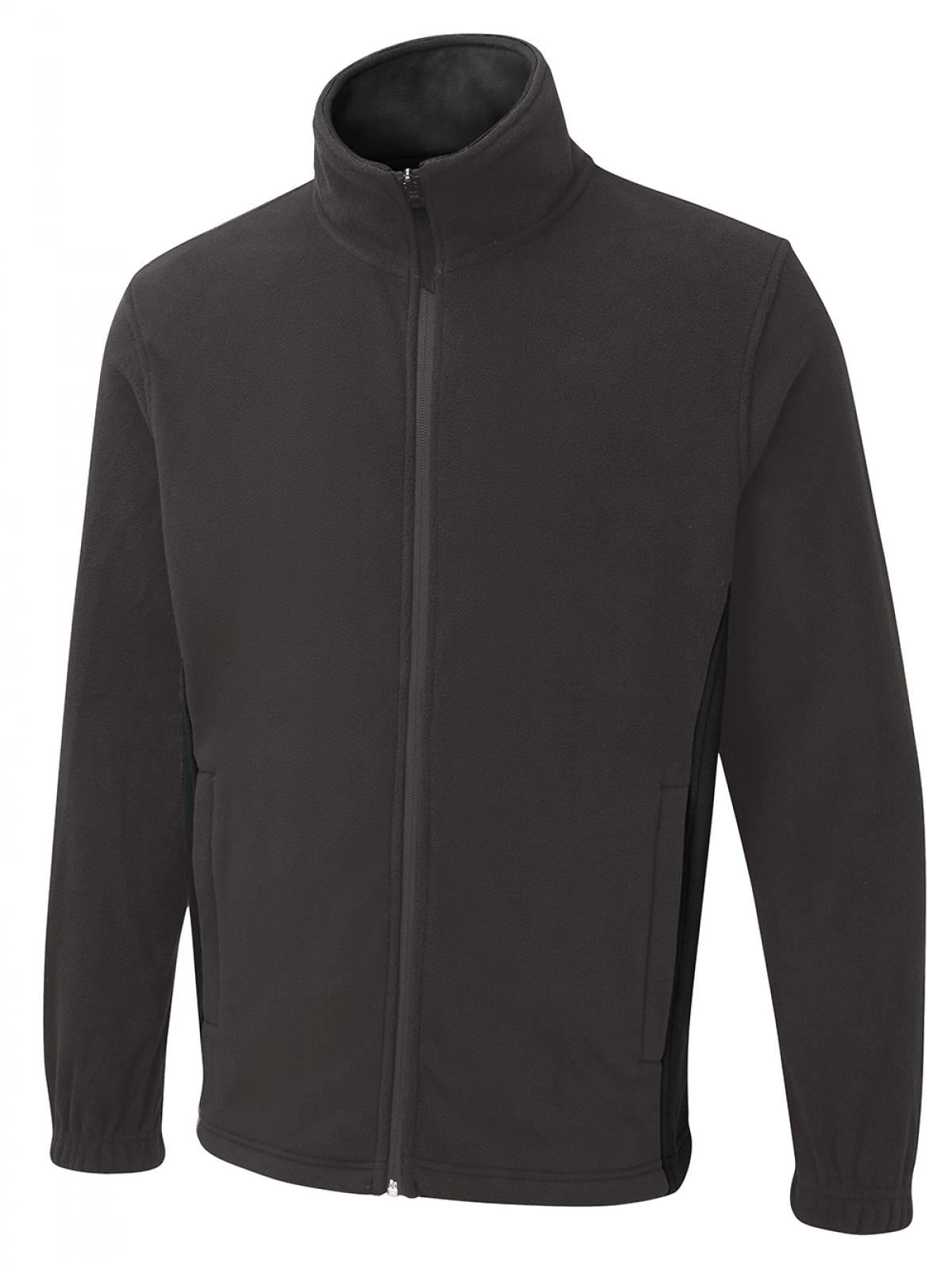 Uneek Two-Tone Full Zip Fleece Jacket, Charcoal/Black, Size S