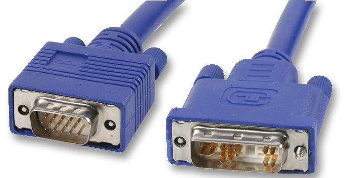 VDC Kabel DVI-A Lelaki ke VGA 15 Pin Lelaki, Biru 3m
