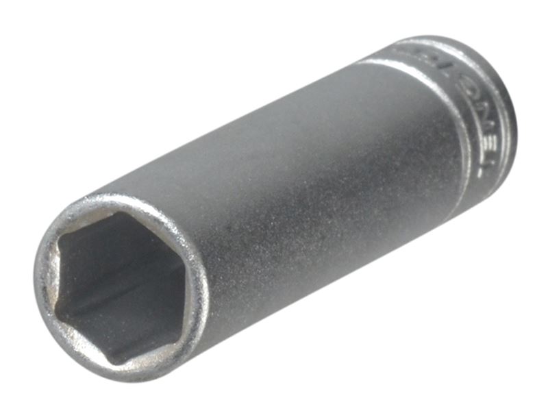 Teng 1/4in Drive 9mm Deep Hexagon Socket, 6 Point, Matt Chromed