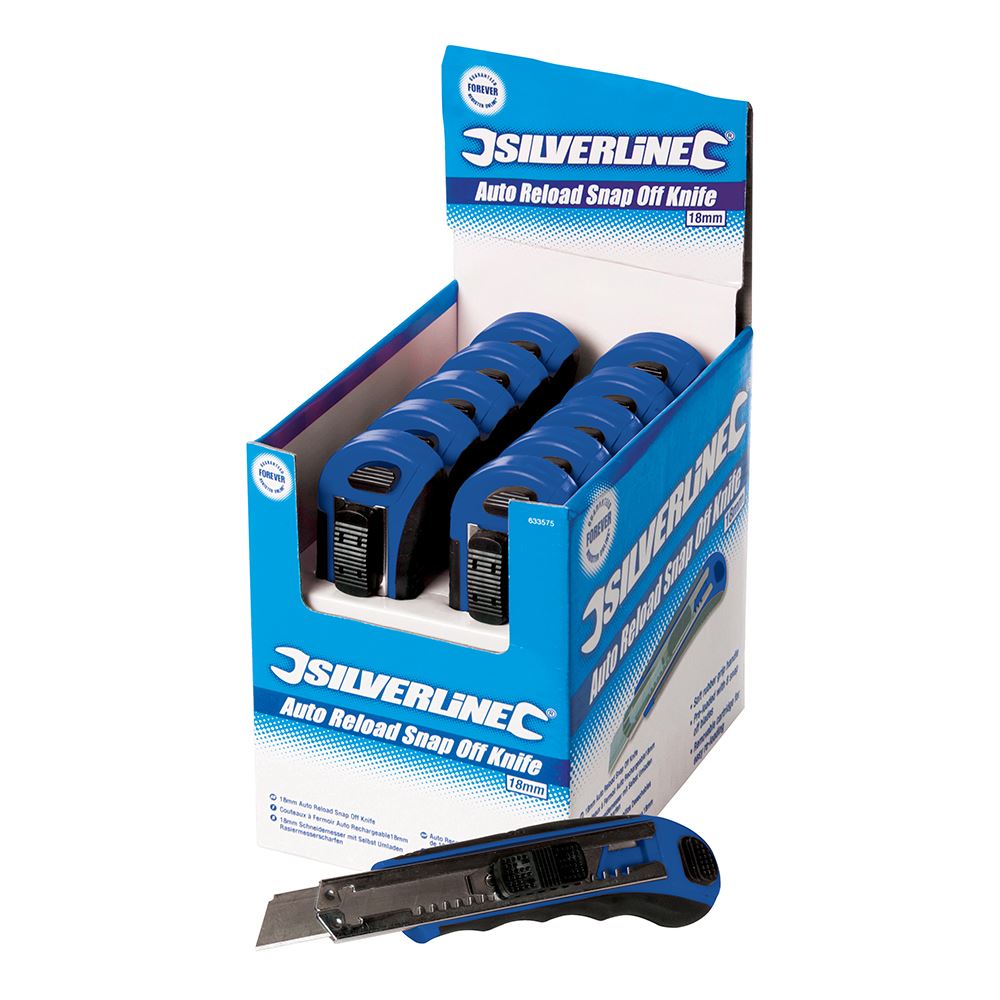 Silverline Cuchilla Automática Recargable de 18mm con 10 Hojas