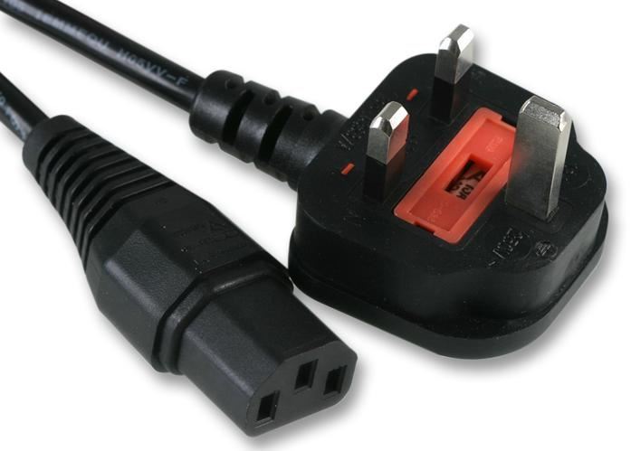 PRO ELEC 3m Teaghrán Cumhachta Plug na RA go IEC C13, 10A, Dubh