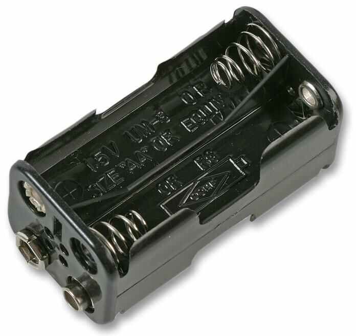 PRO POWER 4x AA Batteriehalter Schwarz mit Spiralfederkontakten – Schnappversch