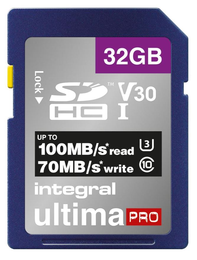 INTEGRAL - UltimaPro Premium SDHC UHS U3 V30 Kad Memori SD 100MB/s, 32GB