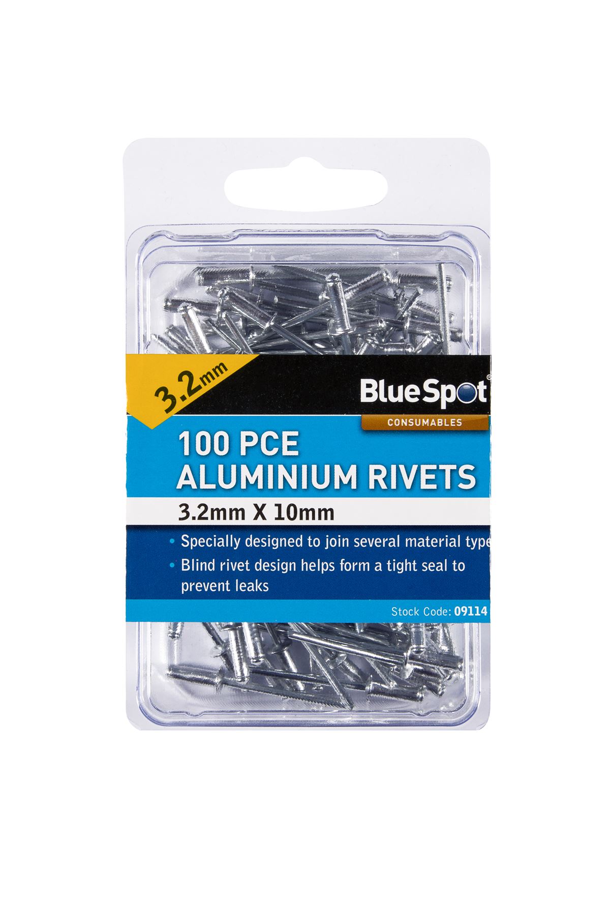 Blue Spot Tools 100 Remaches de Aluminio 3.2mm x 10mm