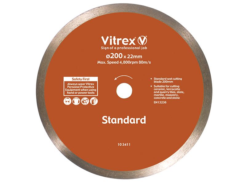Vitrex Standard Diamond Blade, 200mm, Continuous Rim