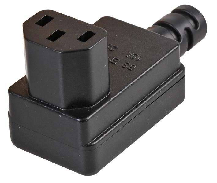 PRO ELEC Rewireable IEC C13 Plug, Right Angled, Black