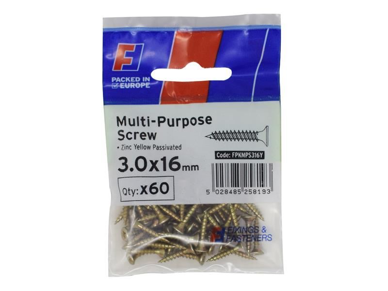 ForgeFix Všestranné Pozi šrouby CSK ST ZYP 3.0×16mm, balení 60 ks