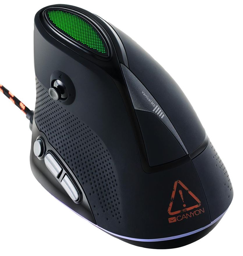CANYON Emisat Vertical - Ratón Gaming RGB 7 Botones, Negro - Ergonómico