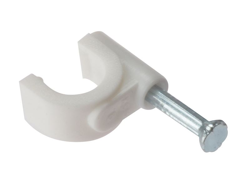 ForgeFix Grampos Redondos para Cabos, Brancos, 7-8mm, Caixa de 100