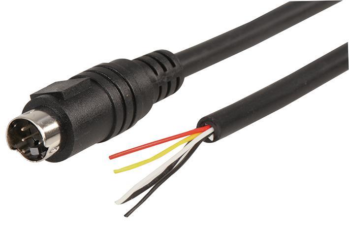RARAION - Kabel Mini-DIN 8 Pin (S-VHS) Lelaki ke Hujung Bebas, 2m Hitam