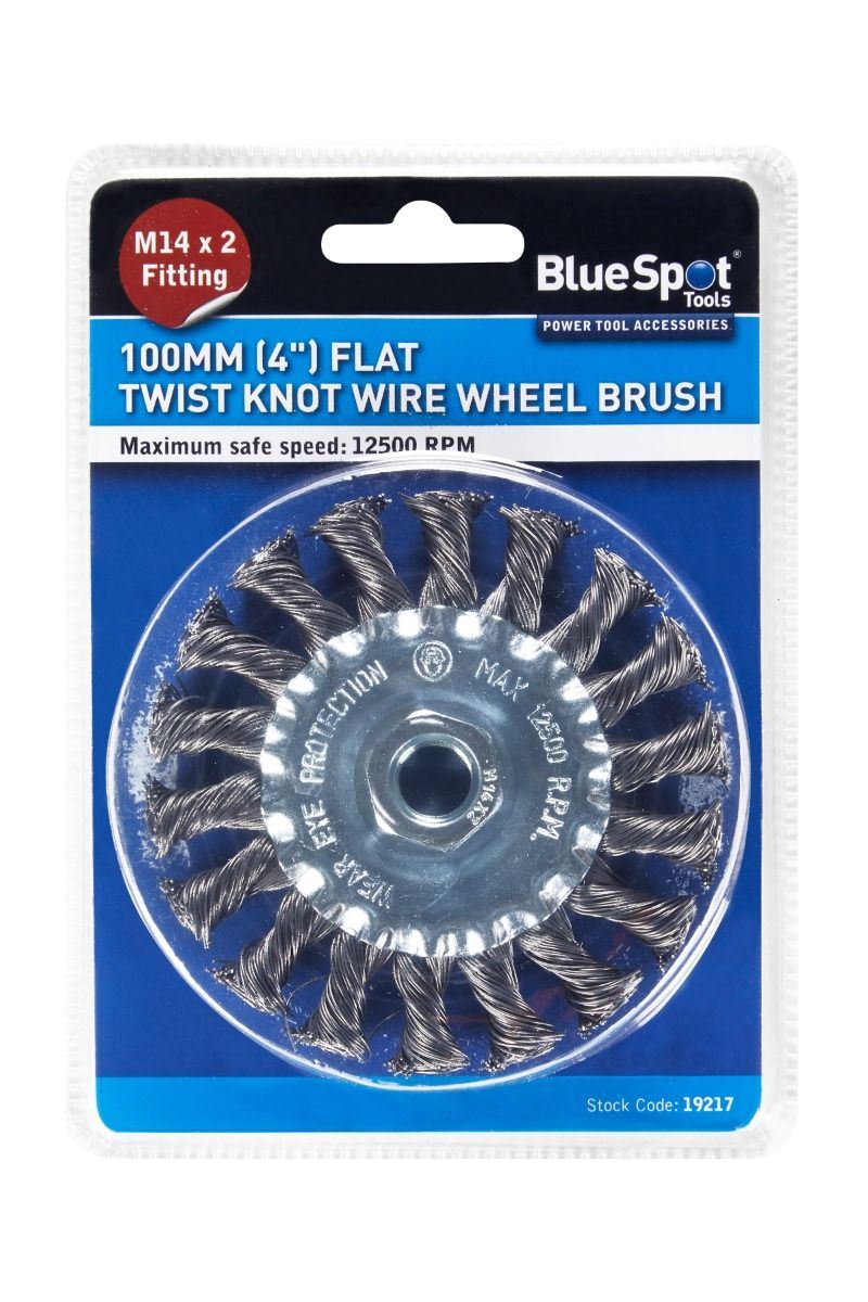 Blue Spot 100mm M14 x 2 Flat Twist Knot Wire Brush