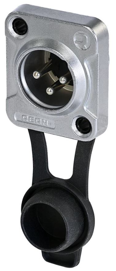 REAN Conector XLR Montaje en Panel 3 Polos, Tipo D, IP65, Cromado