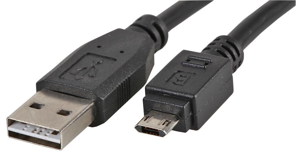PRO SIGNAL USB 2.0 A naar Micro B Omkeerbare Kabel, 1m Zwart