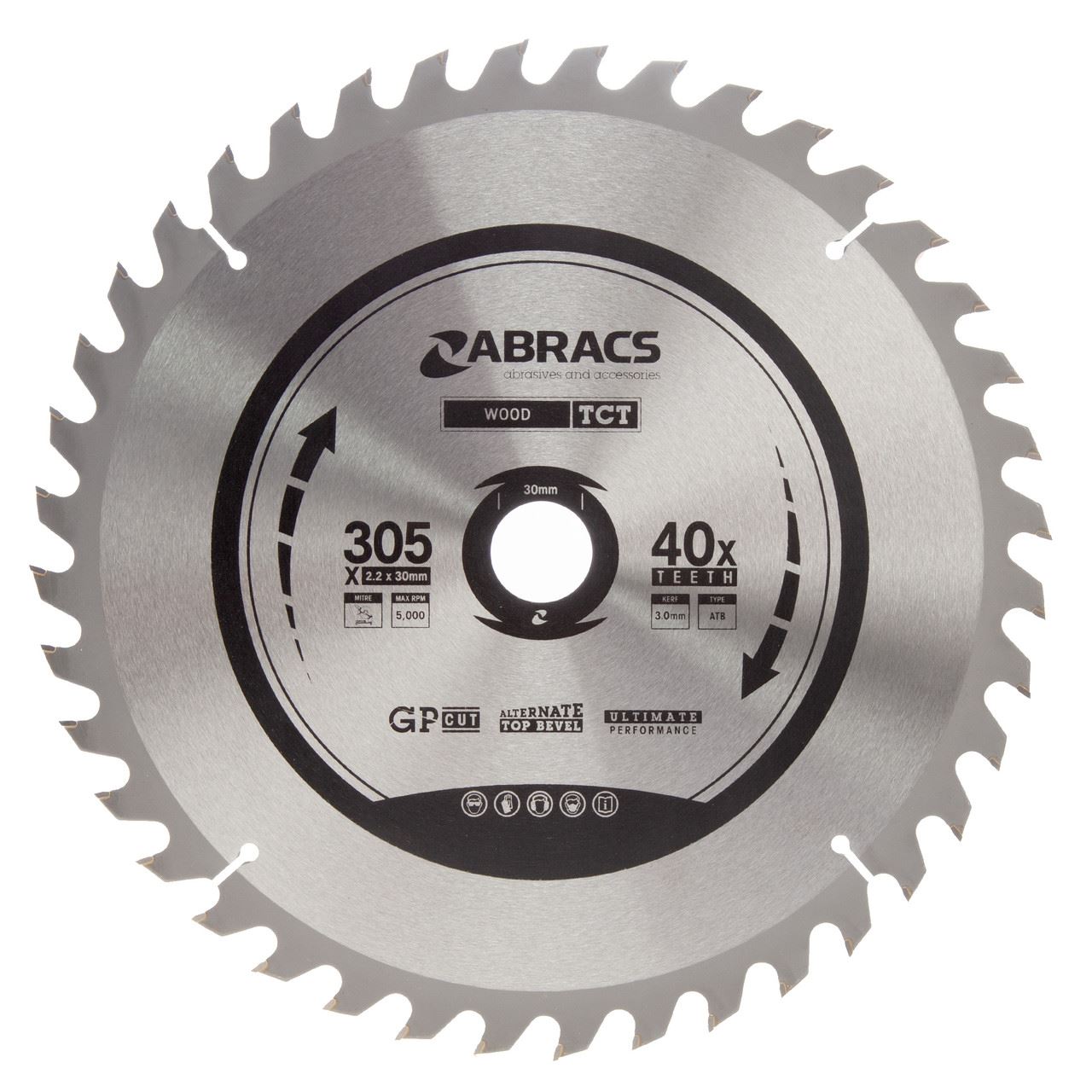 Abracs Lâmina de Serra Circular TCT para Madeira, 305mm x 40 Dentes