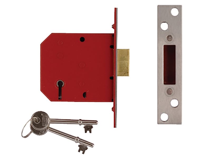 UNION 2101 5 Lever Mortice Deadlock, Satin Brass, 65mm