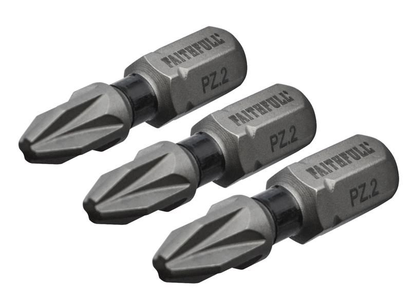 Faithfull Pozi-Schlagbithalter PZ2 x 25mm (3er Pack)