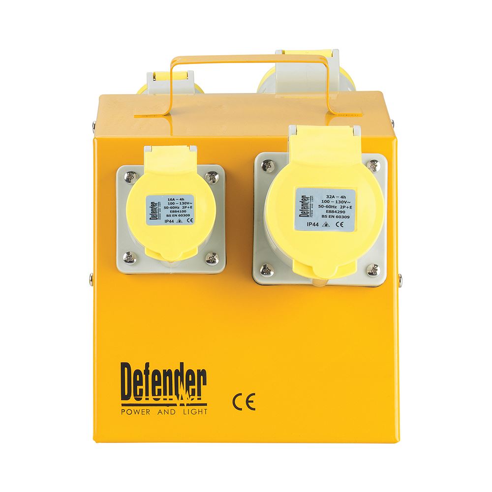 Defender 110V Splitter Box, 2 x 16A & 2 x 32A, 3m Cable