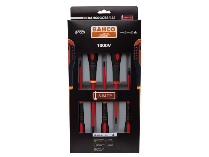 Bahco BE-9881SL Tacóir Scriú Slisneánach Teasa-leithscaoilte ERGO™, 5 píosa