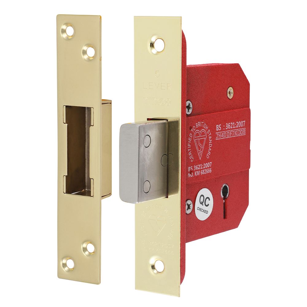 Timco Serrure à 5 pênes britannique standard, Finition laiton électrolytique, 8