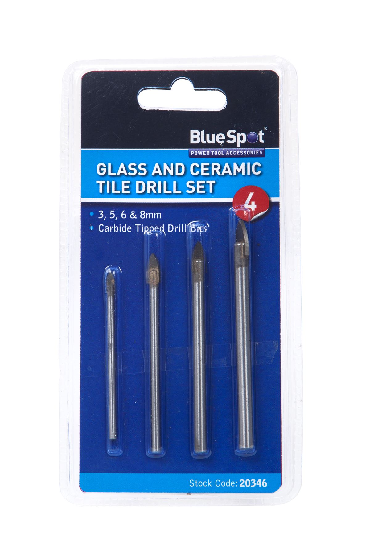 Blue Spot Tools 4-delige Tegel & Glas Boorset (3-8mm)