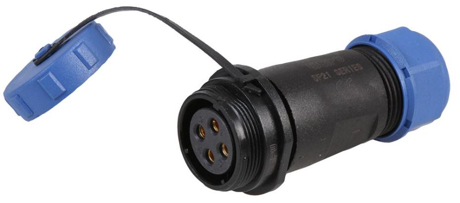PRO ELEC 4-Pole Threaded Inline Socket Connector, 7-12mm, IP68