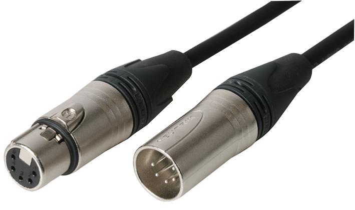 VDC 5-Pin XLR Male to Female DMX Cable, 20m, Black