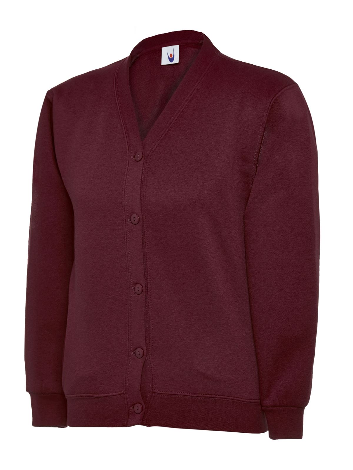 Uneek Cardigán Infantil - 50% Algodón/Poliéster - Granate, Talla 5/6 AÑOS