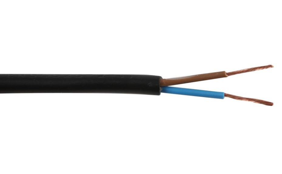 PRO ELEC 0,50mm 2182Y 2-aderig netsnoer, 3A, Zwart, 50m