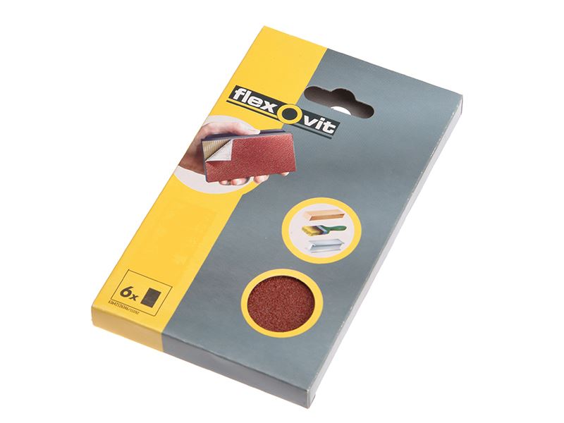 Flexovit Kit de Recambio para Bloque de Lija de Gancho y Bucle - Grano Medio 80