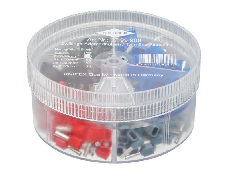 Knipex Insulated Twin Wire Ferrules Assortment, 200-Piece