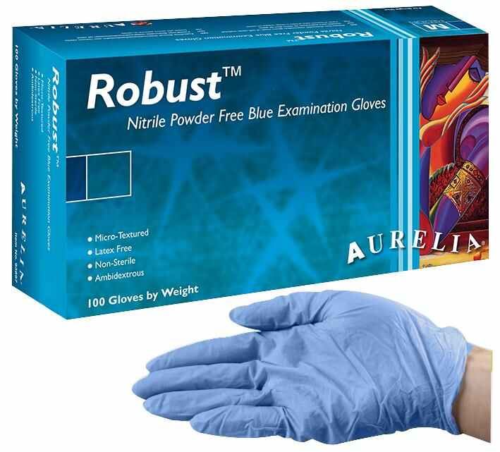 AURELIA Robuste blaue puderfreie Nitril-Einweghandschuhe Extra Large x100