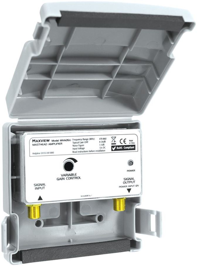 MAXVIEW Amplificatore Antenna Variabile 8-26dB, 1 Ingresso/1 Uscita