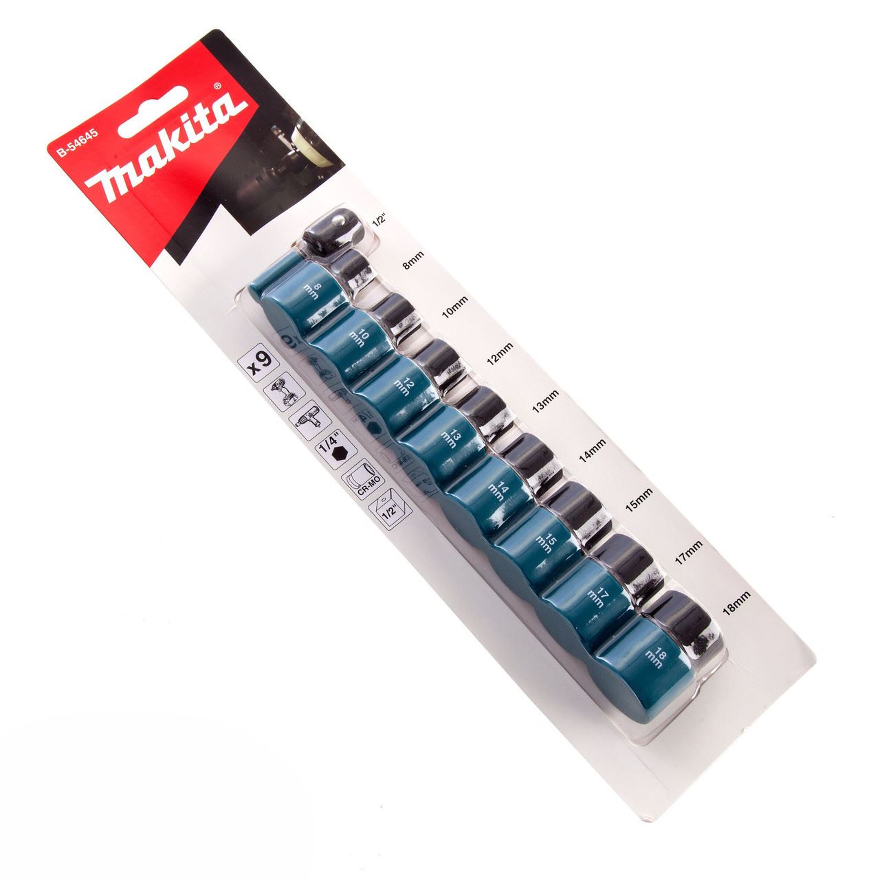 Makita B-54645 Sada nástrčných hlav s rážem 1/2'' (8-18mm)