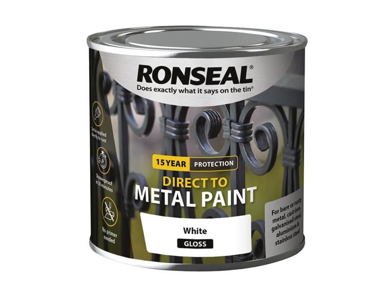 Ronseal Direct to Metal Paint, White Gloss, 250ml