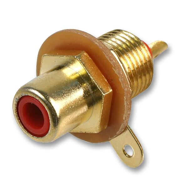 Pro Signal 2-Pole Phono Socket, Gold Plated, Red