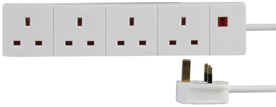PRO ELEC 4-fach Steckdosenleiste mit Neon-Anzeige, 1m