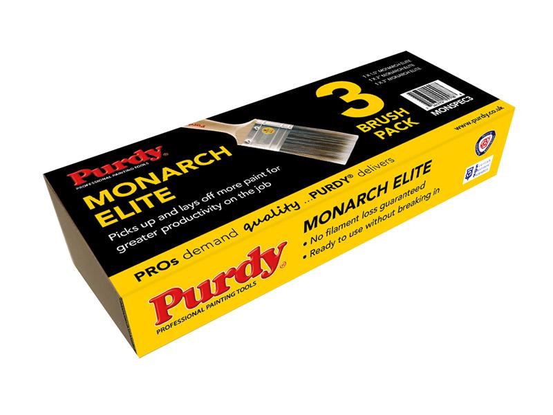 Purdy Monarch Elite Paint Brush Set, 3 Piece, Chinex & Orel Blend