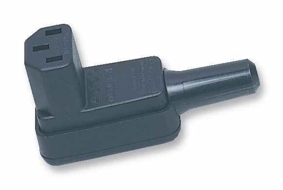 Bulgin IEC C13 Plug, Schroefaansluitingen, 250V 10A, Rechte Hoek, Zwart