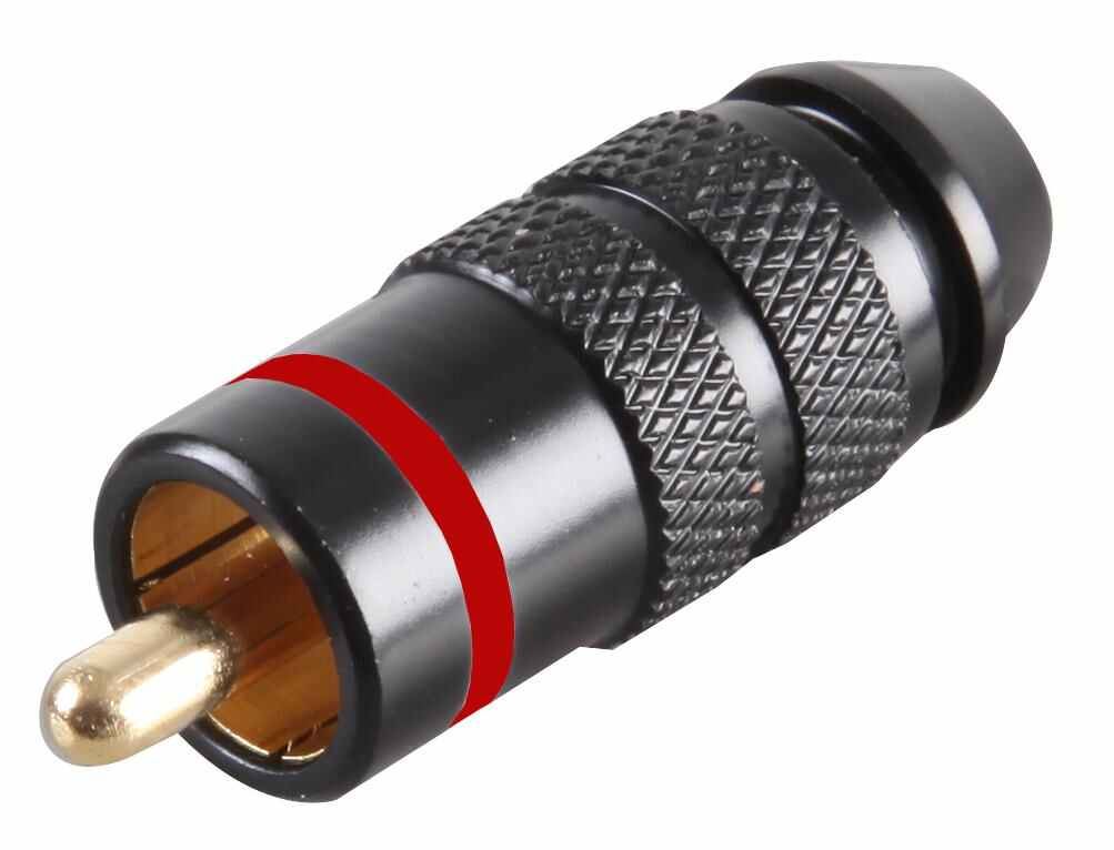 PRO SIGNAL Spinotto Phono Placcato Oro con Fascia Rossa