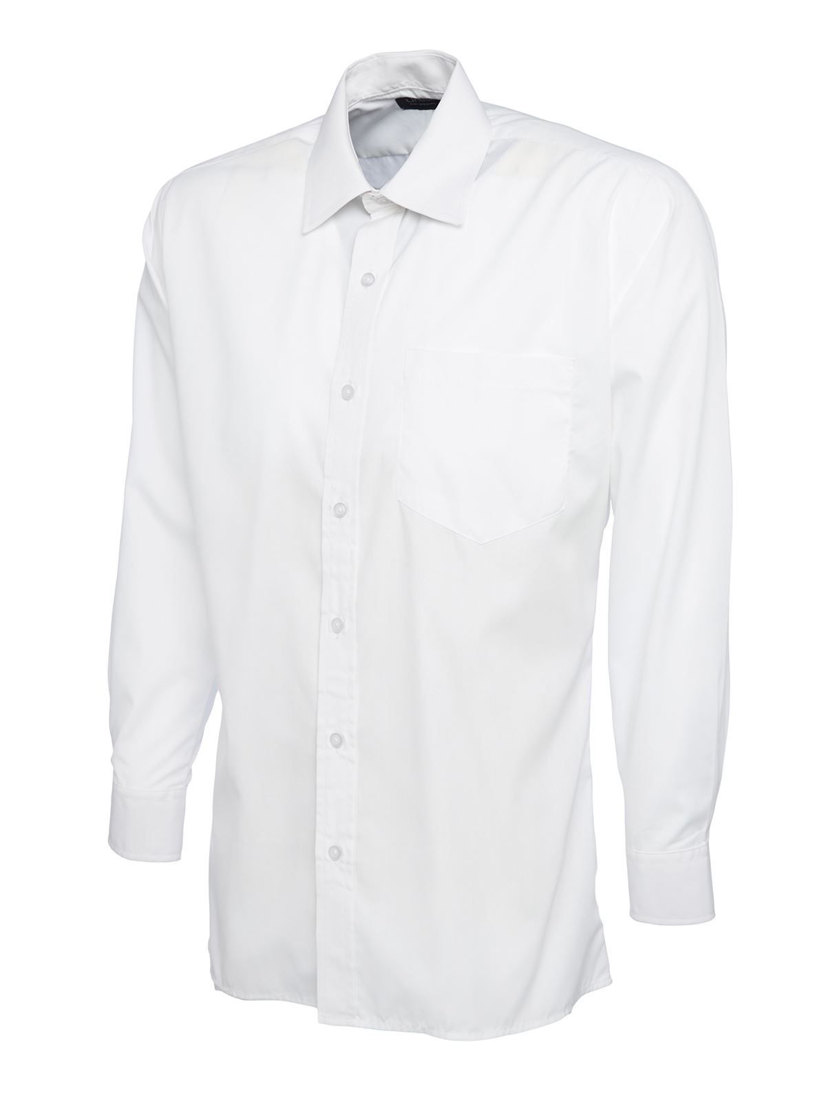 Uneek Men's Poplin Long Sleeve Shirt - White - Size 15.5