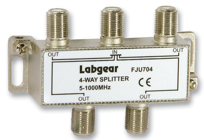 LABGEAR Divisor UHF 4 Salidas, Paso de Energía en Todas, 5-1000MHz