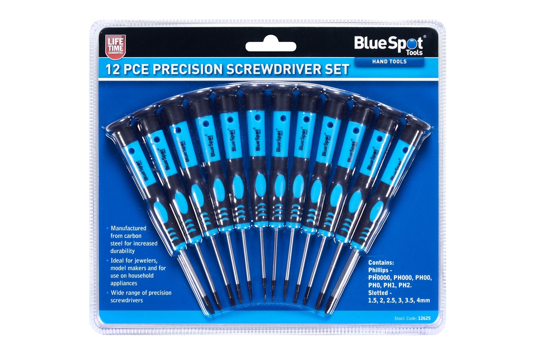 Blue Spot Tools 12-Piece Precision Screwdriver Set, Carbon Steel