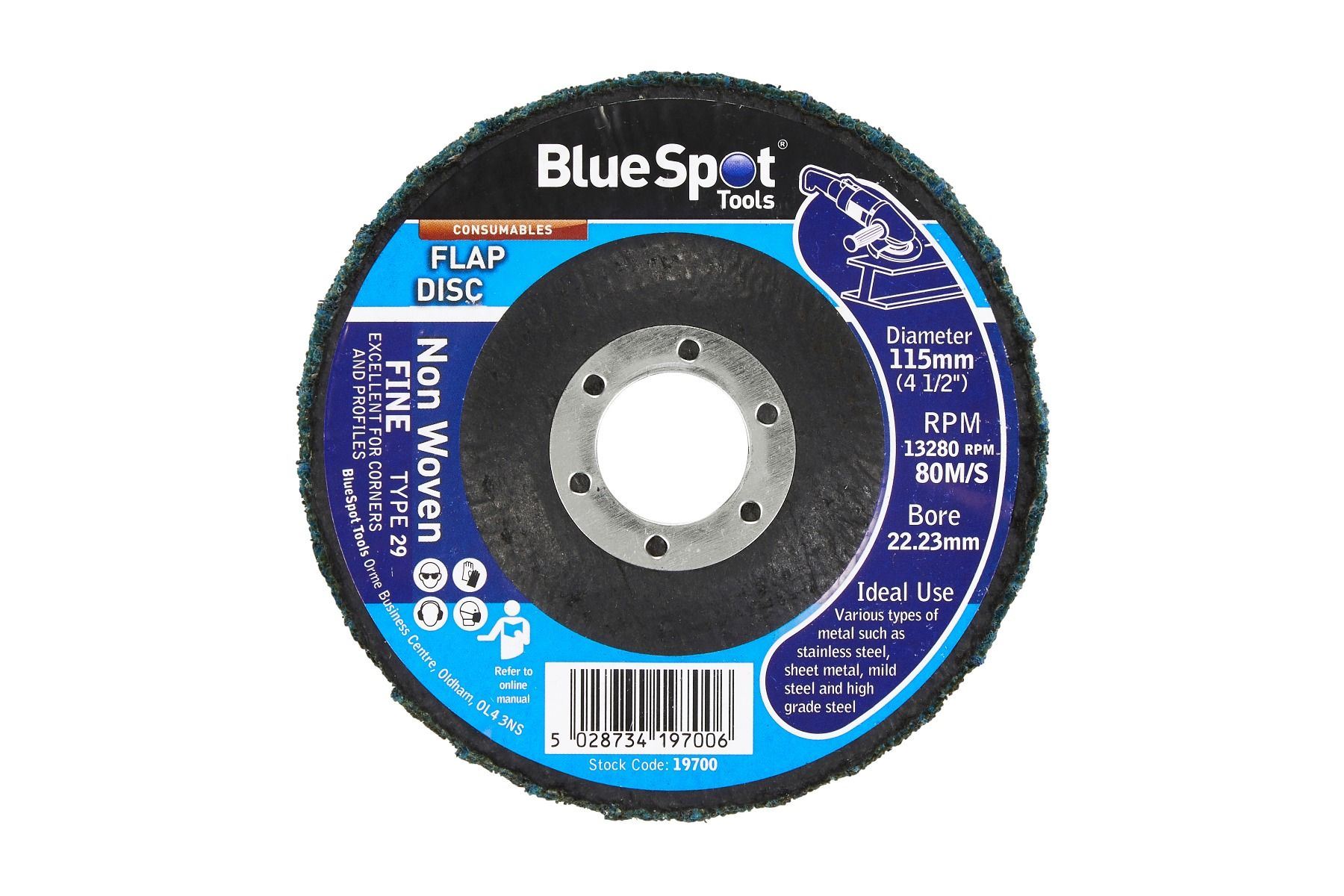 Blue Spot Tools 115mm Fine Non-Woven Flap Disc
