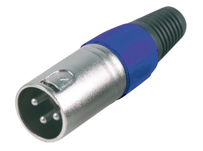Pro Signal 3 Pole XLR Plug with Blue Strain Relief, Nickel Contacts