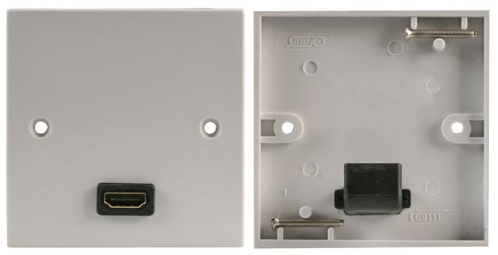 HiLo 1단 AV 벽면 플레이트 (90° HDMI 암 포트)