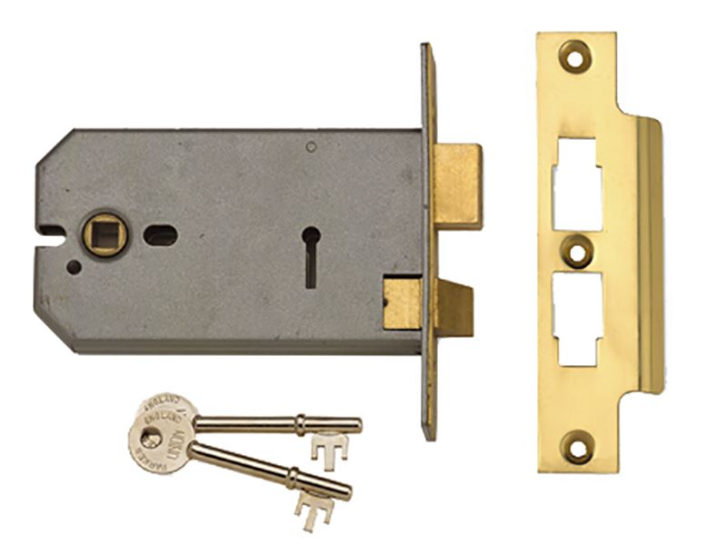 UNION 2077-6 3 Lever Horizontal Mortice Lock, Polished Brass, 149mm