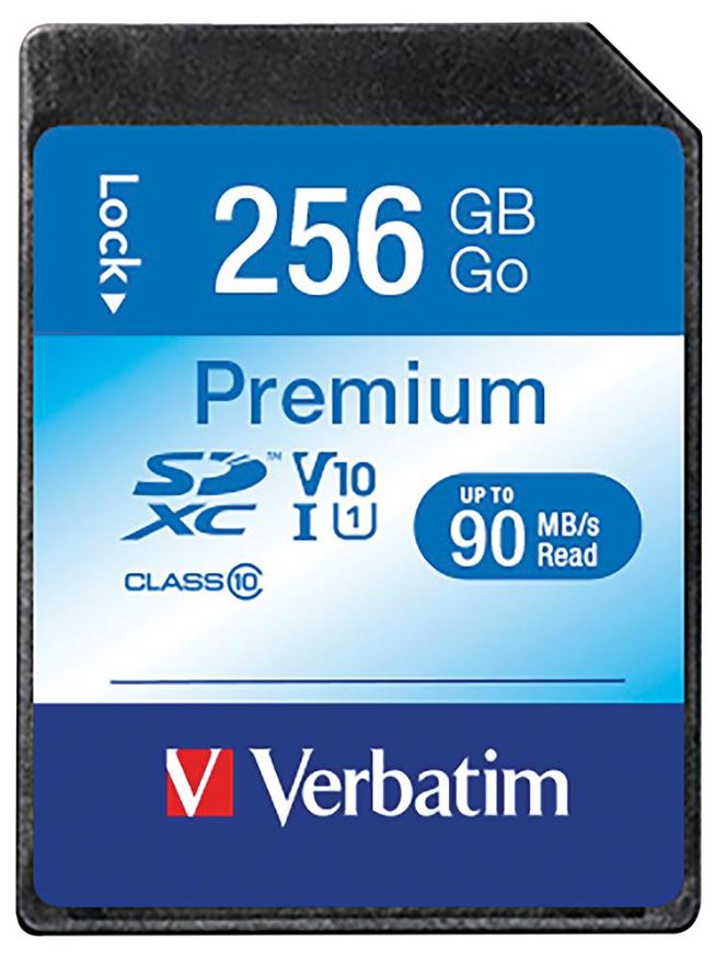 VERBATIM Premium U1 SDXC Speicherkarte 256GB, bis zu 90MB/s