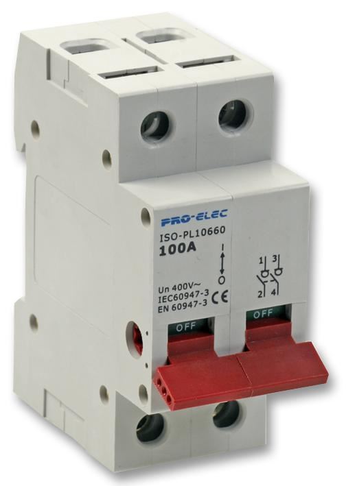PRO ELEC 100A DP Main Switch Isolator, 2 Pole