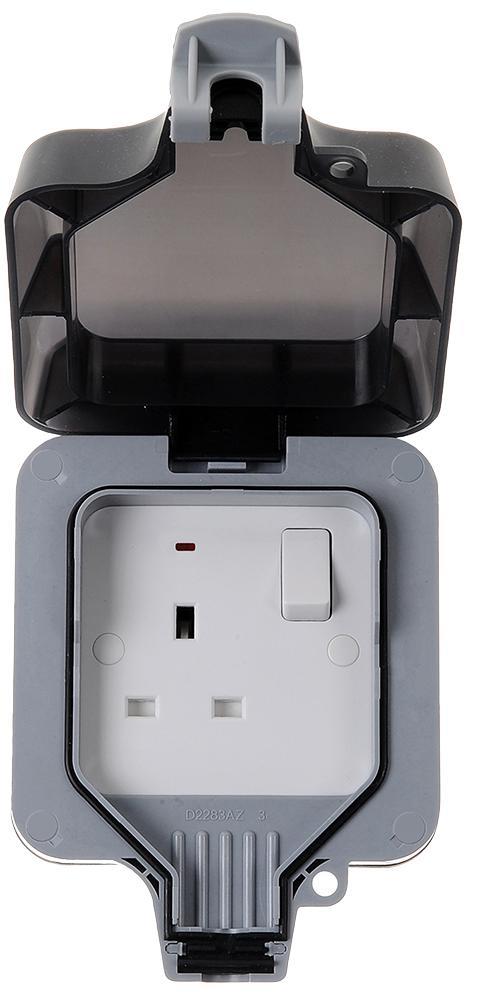 BG Electrical שקע חוץ 1-מסופי 13A עם דירוג IP66