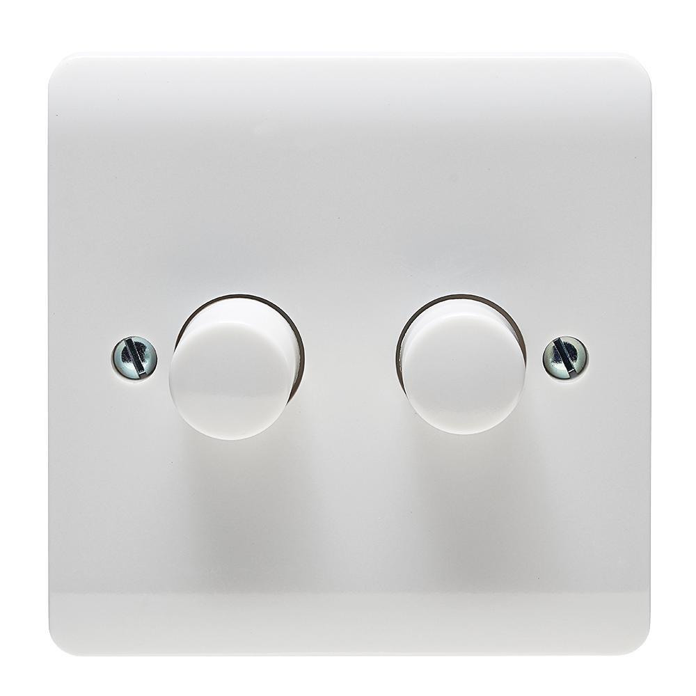 Crabtree Instinct 2 Gang 2 Way Dimmer Switch, 250W, White